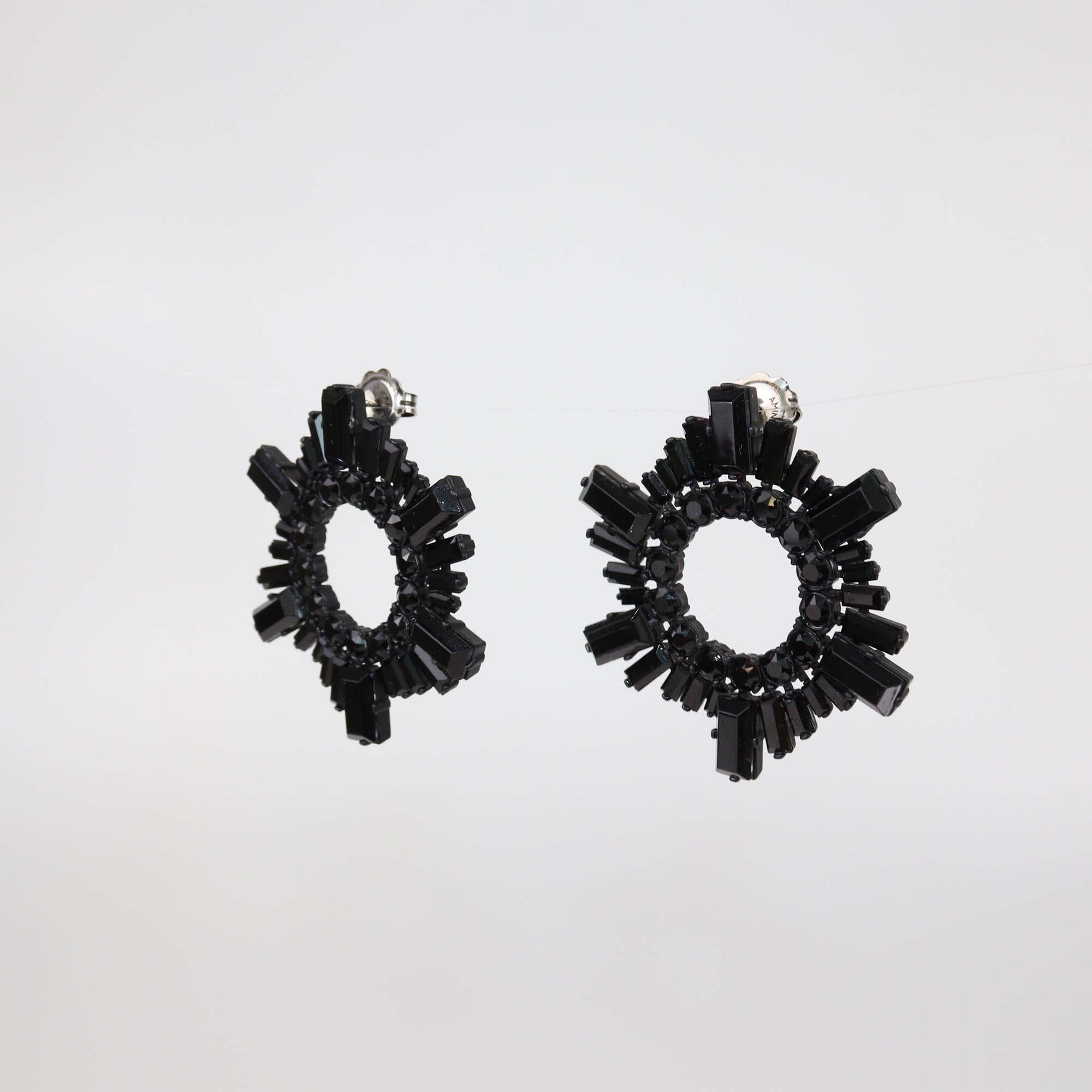 Amina Muaddi Black Crystal Begum Earrings