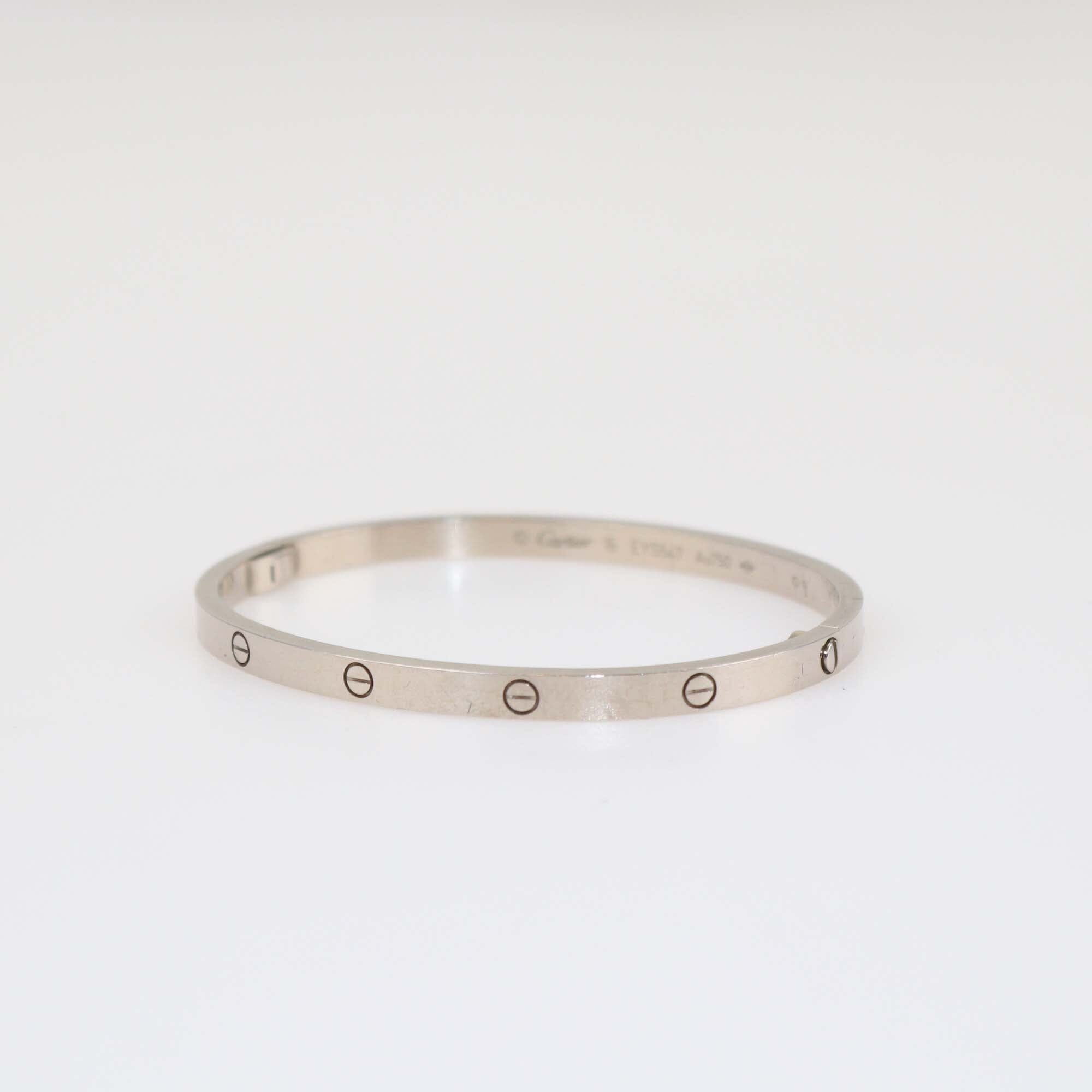 Cartier 18K White Gold Love Small Model Bracelet Size 16 Womens Cartier 