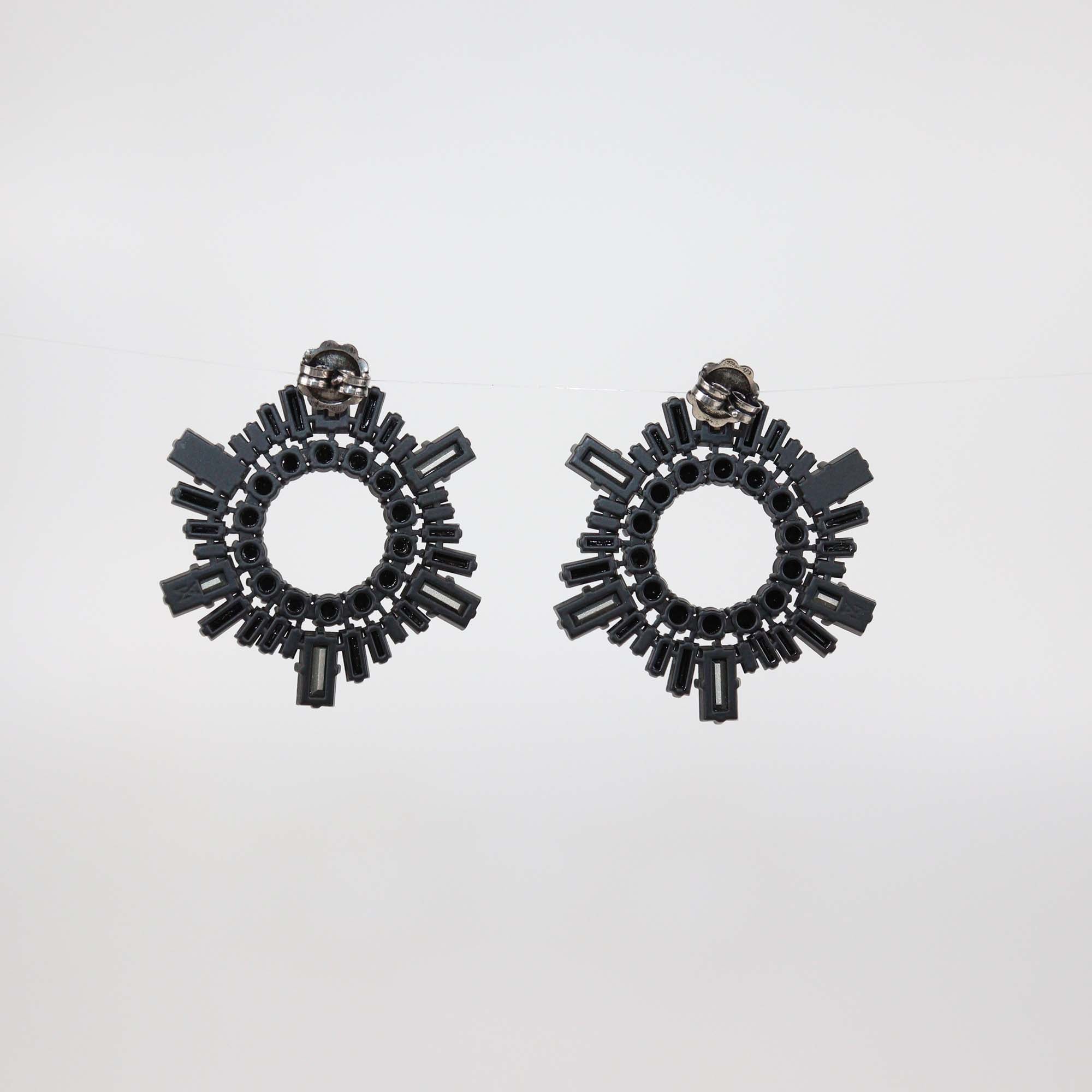 Amina Muaddi Black Crystal Begum Earrings