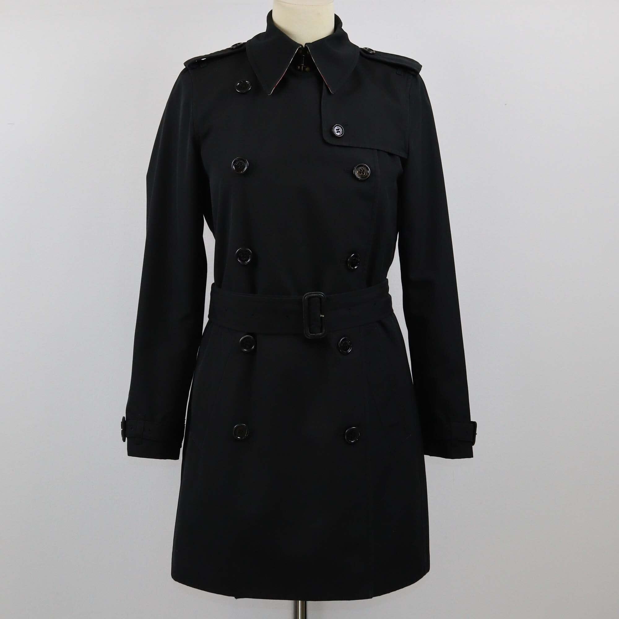 Burberry Black Belted Trench Coat Womens Burberry 