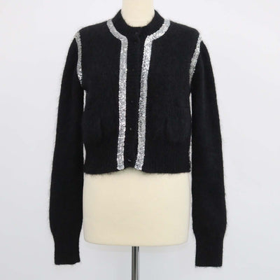 Class Roberto Cavalli Black Mohair Wool and Sequins Sweater