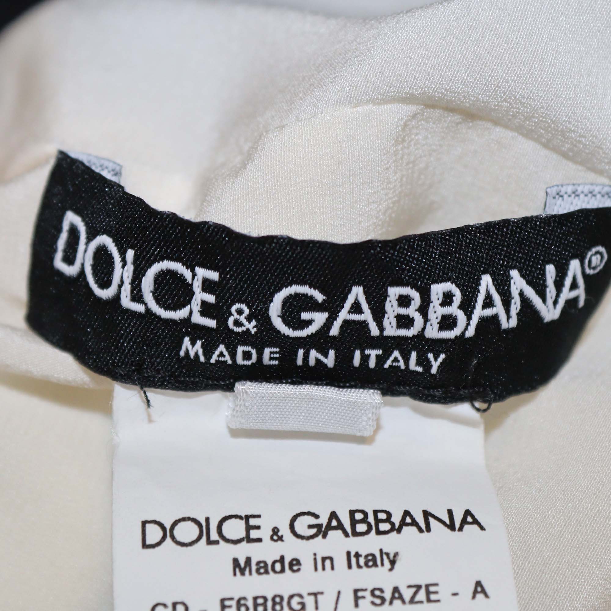 Dolce & Gabbana White/Multicolor Silk Tropical Rose Print Ruched Midi Dress