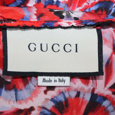 Gucci Red Silk Poppy Floral Print Top & Cardigan Set