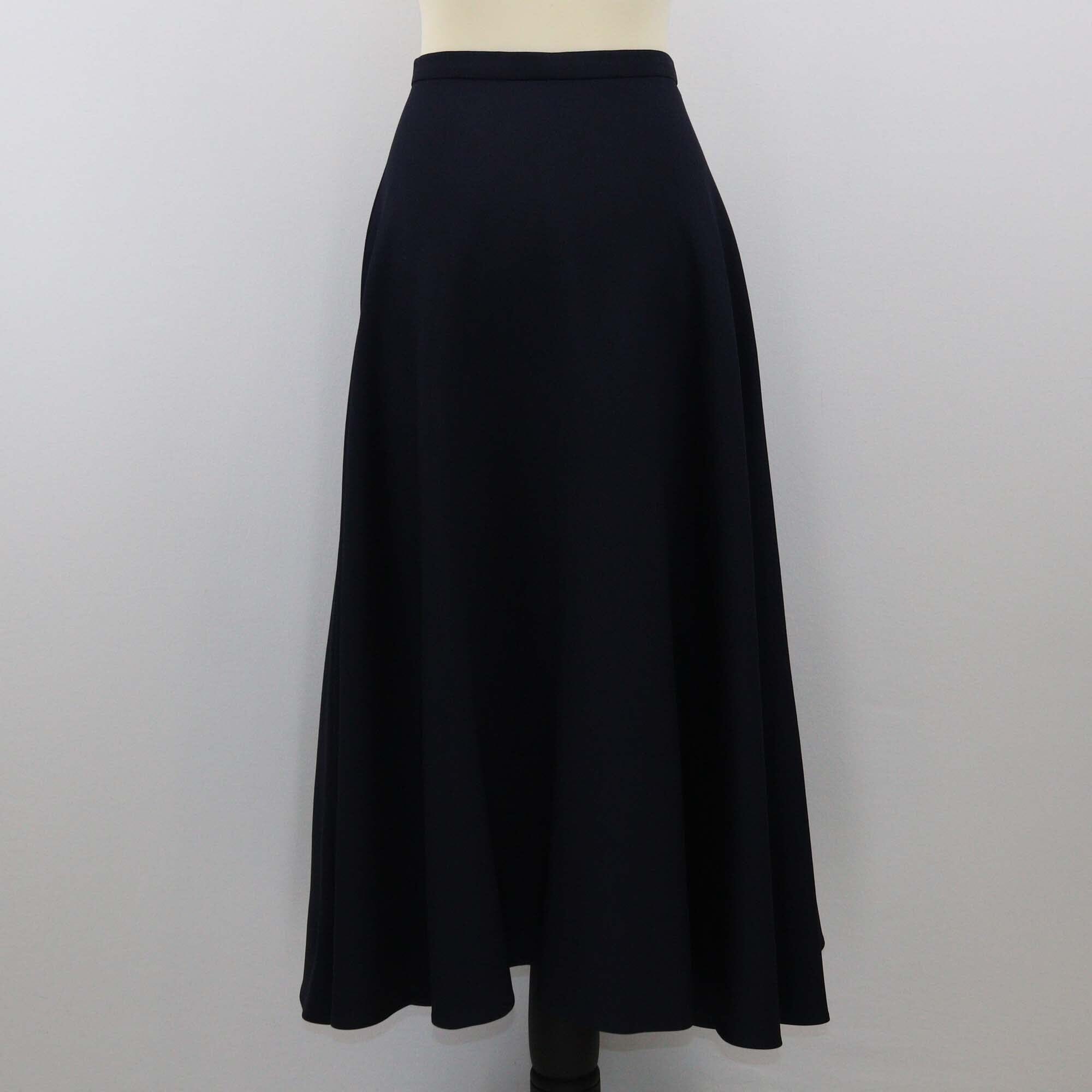 Valentino Navy Blue Crepe Couture High Waist Midi Skirt Womens Valentino 