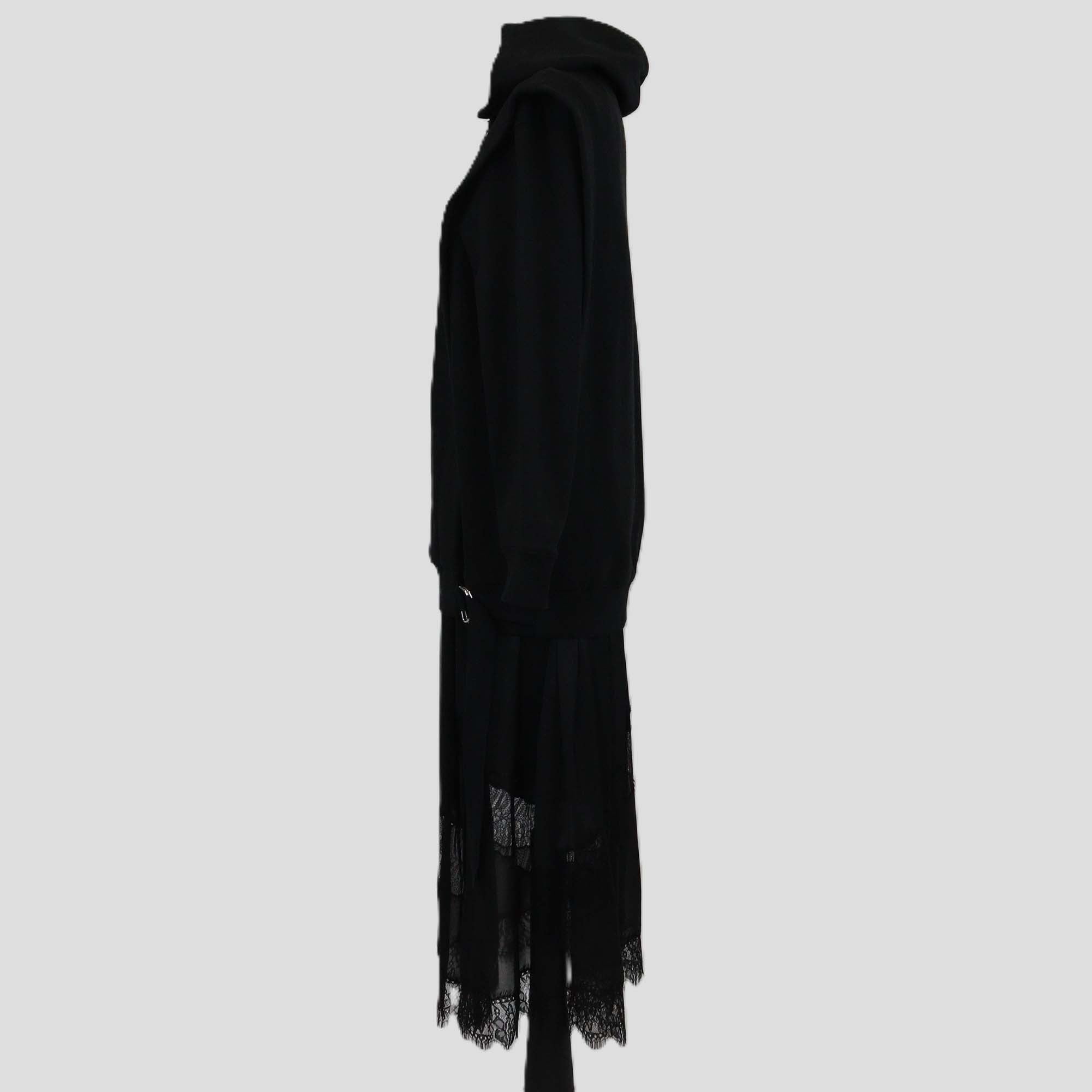 3.1 Phillip Lim Black Cotton Lace Skirt Hooded Midi Dress