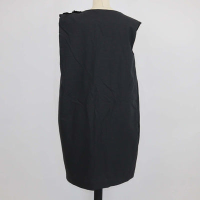 Brunello Cucinelli Black Cotton Blend Flower Embellished Shift Dress