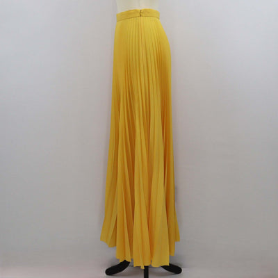 Prada Yellow Pleated Crepe De Chine Maxi Skirt Womens Prada 