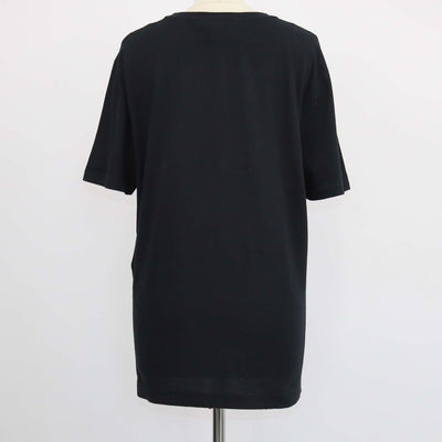 Gucci Black Cotton Logo Print Distressed Crew Neck T-Shirt