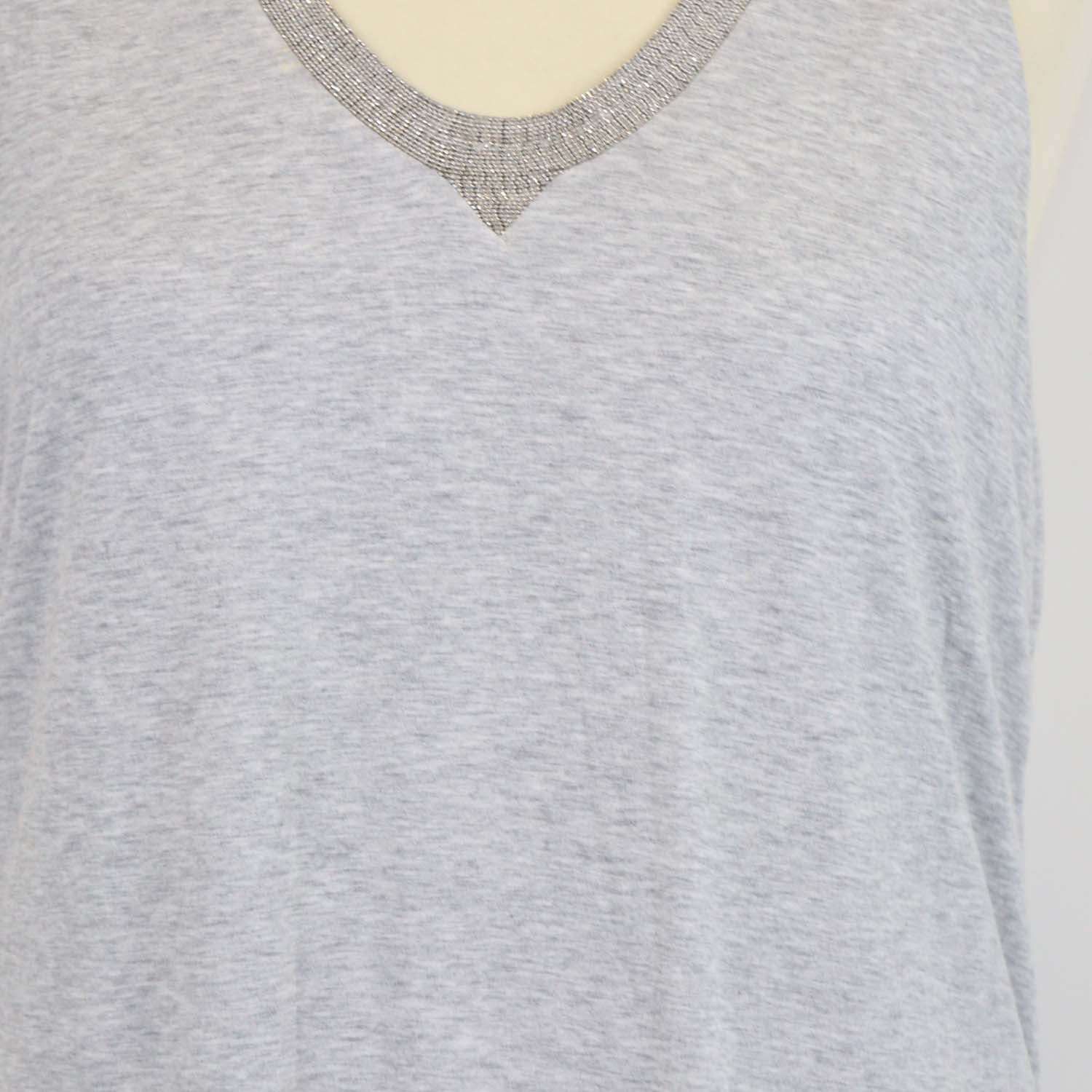Brunello Cucinelli Grey Cotton Bow Sleeveless Long Dress