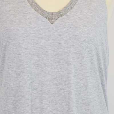 Brunello Cucinelli Grey Cotton Bow Sleeveless Long Dress