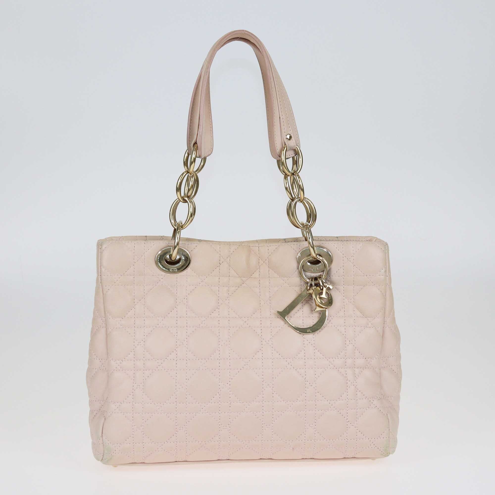 Christian Dior Pale Pink Cannage Medium Soft Lady Dior Shopper Tote Bags Christian Dior 