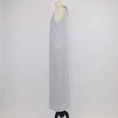 Brunello Cucinelli Grey Cotton Bow Sleeveless Long Dress