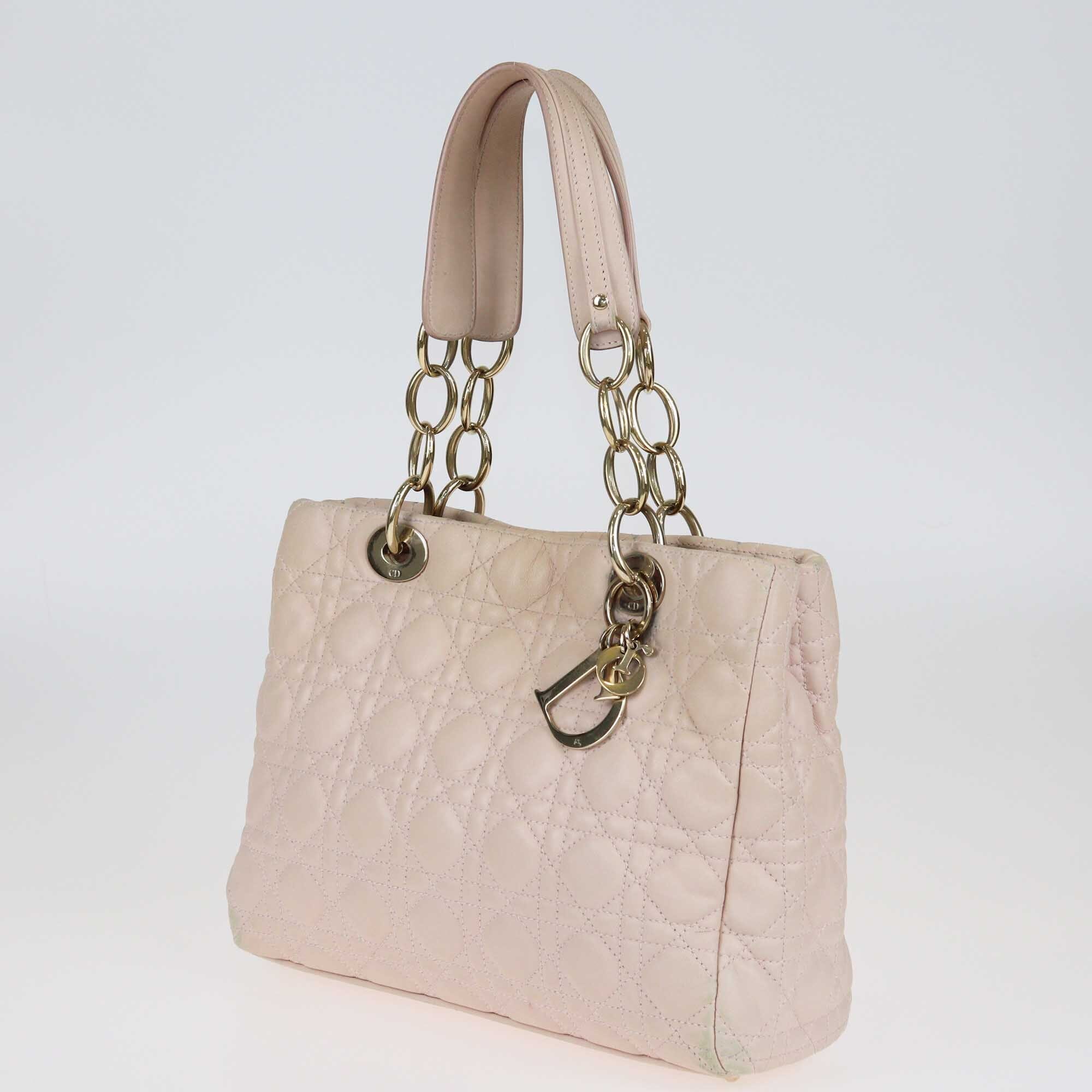 Christian Dior Pale Pink Cannage Medium Soft Lady Dior Shopper Tote Bags Christian Dior 