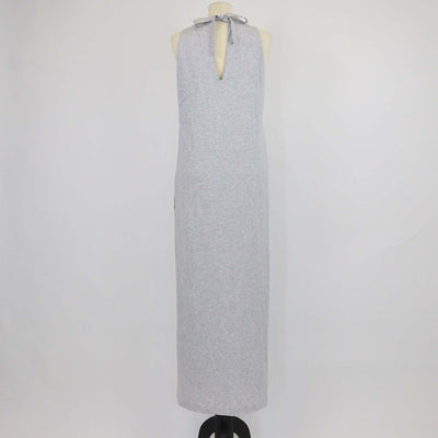 Brunello Cucinelli Grey Cotton Bow Sleeveless Long Dress