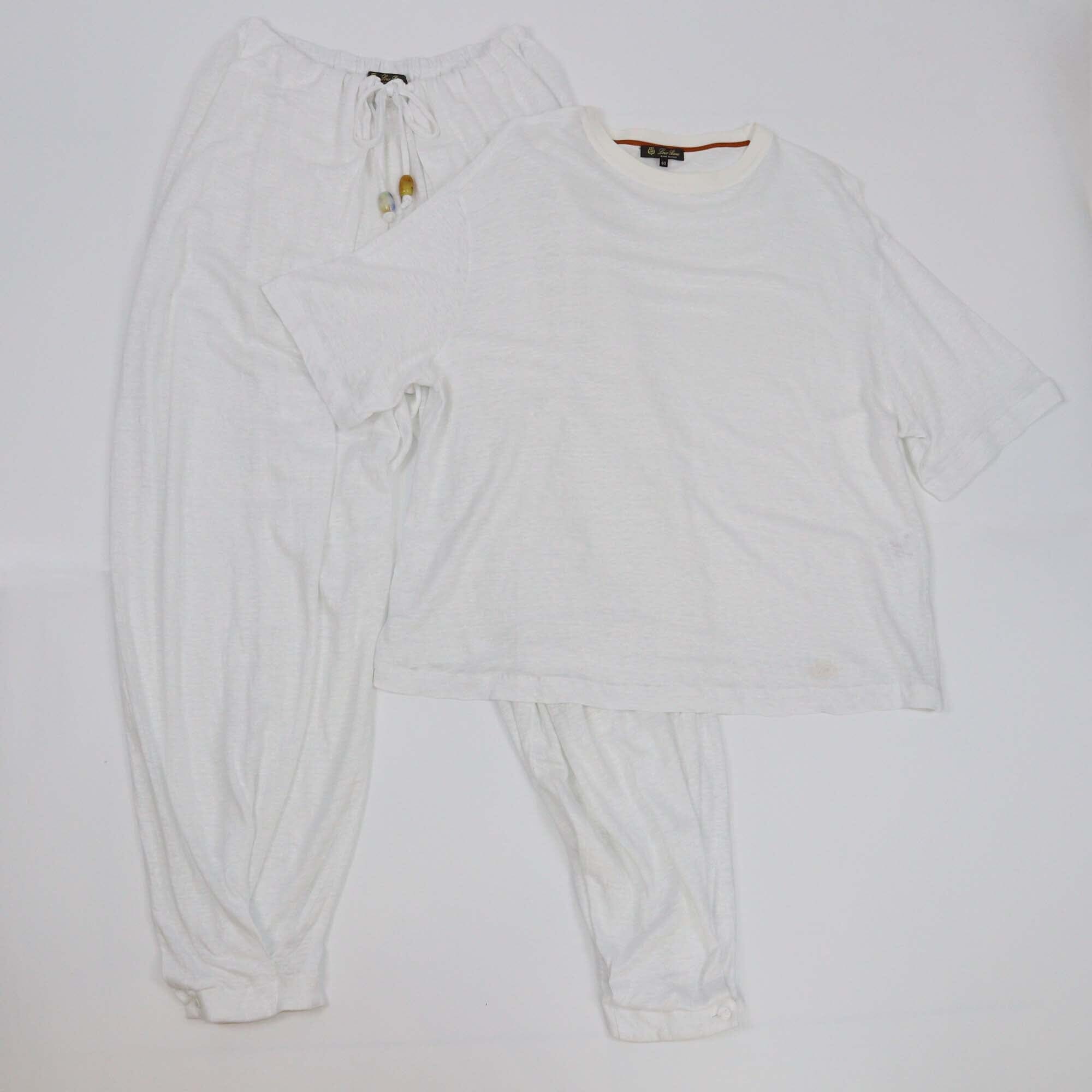 Loro Piana White Half Sleeve Shirt & Tapered Pants Set Womens Loro Piana 