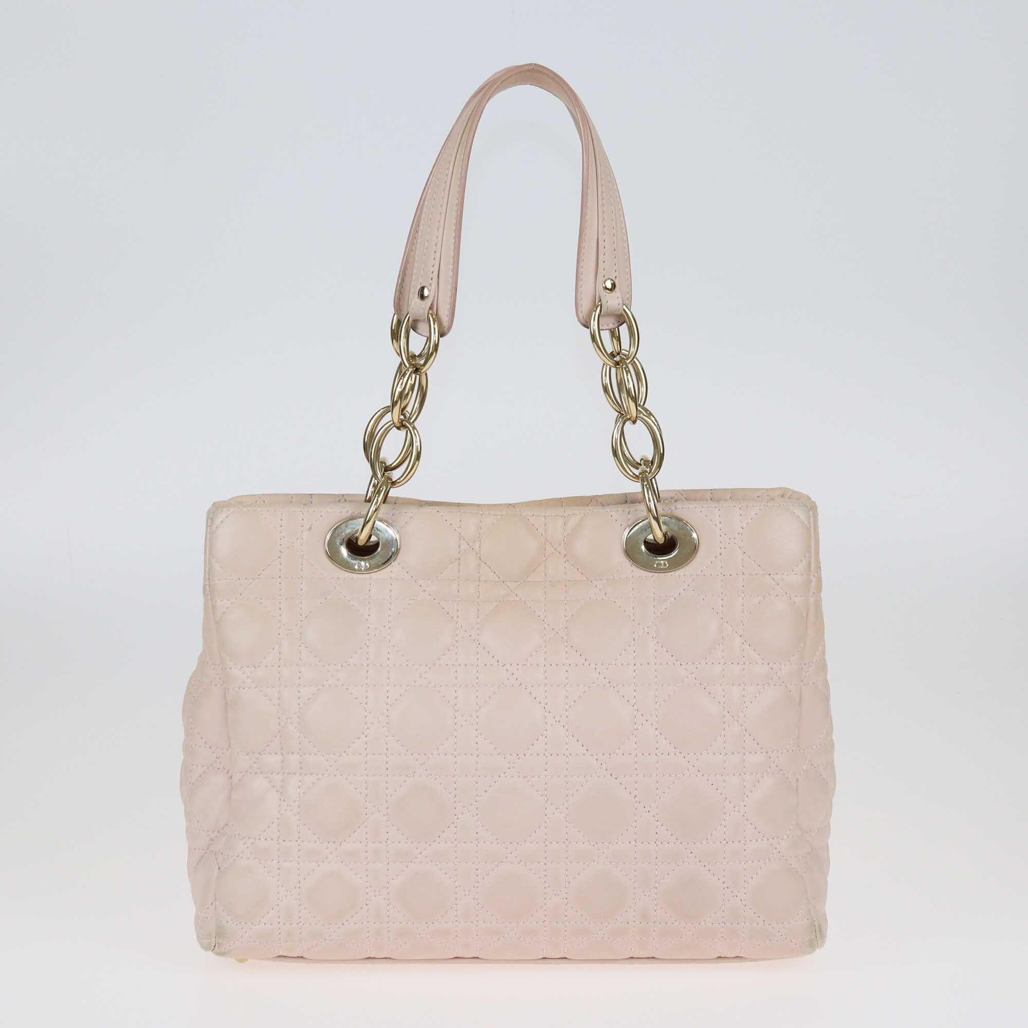 Christian Dior Pale Pink Cannage Medium Soft Lady Dior Shopper Tote Bags Christian Dior 