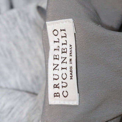Brunello Cucinelli Grey Cotton Bow Sleeveless Long Dress
