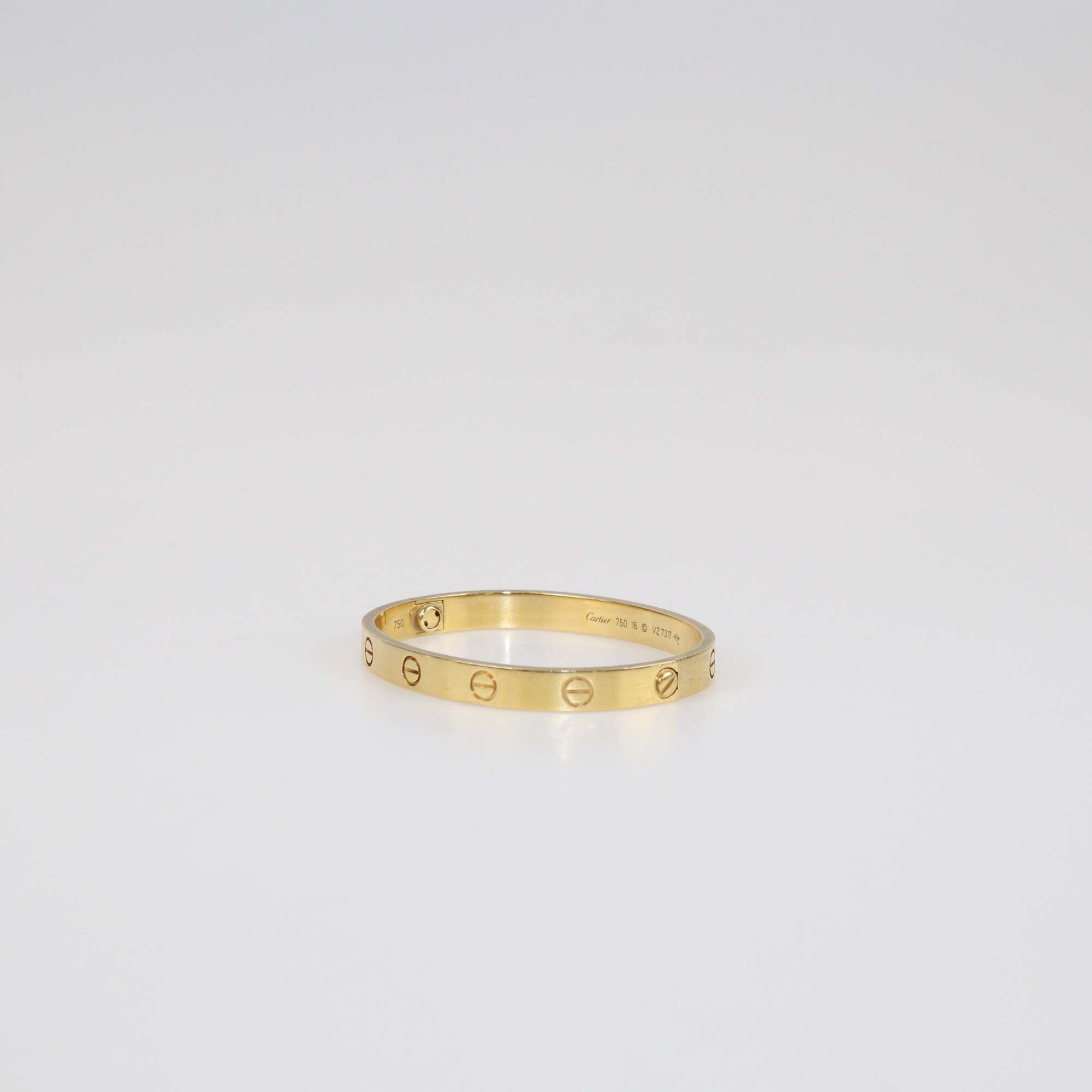 Cartier 18K Yellow Gold Love Bracelet Size 16 Womens Cartier 