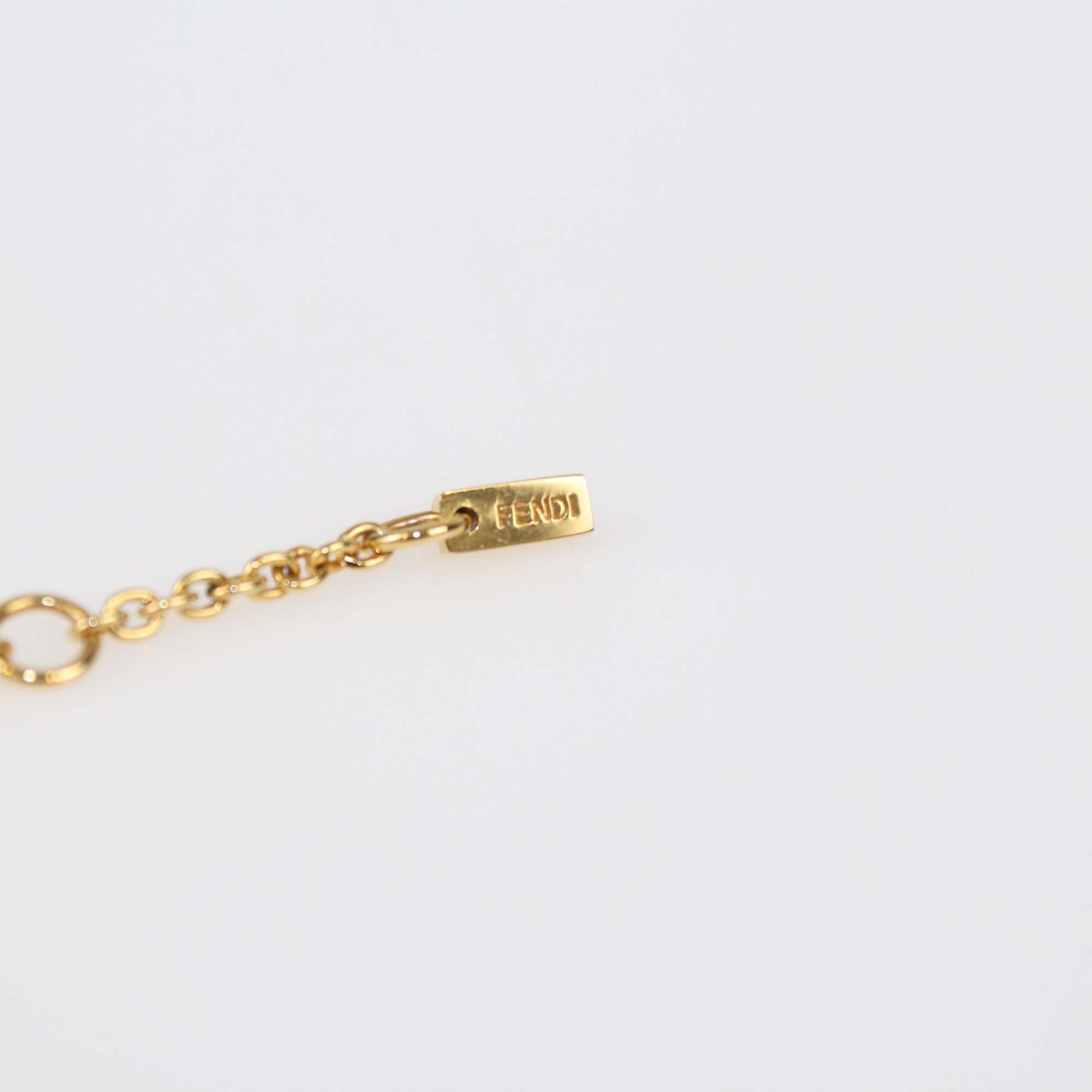 Fendi Gold Tone Metal Uniform Baguette Necklace