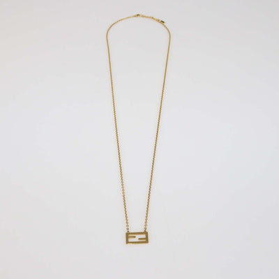 Fendi Gold Tone Metal Uniform Baguette Necklace