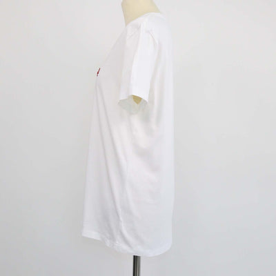 Burberry White Cotton Logo Embroidered V Neck T-Shirt