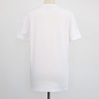 Burberry White Cotton Logo Embroidered V Neck T-Shirt