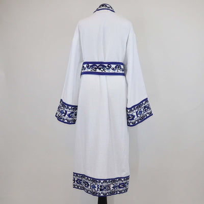 Dolce & Gabbana Casa White/Blue Mediterraneo Terry Cloth Bathrobe