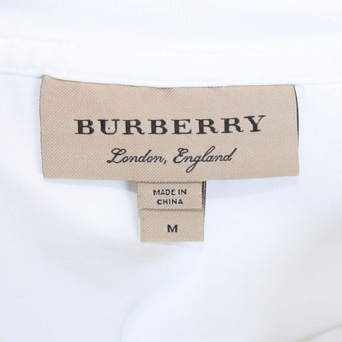 Burberry White Cotton Logo Embroidered V Neck T-Shirt
