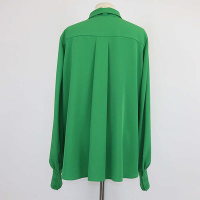 Elie Saab Green Pleated Light Cady Long Sleeve Shirt
