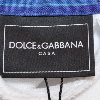 Dolce & Gabbana Casa White/Blue Mediterraneo Terry Cloth Bathrobe