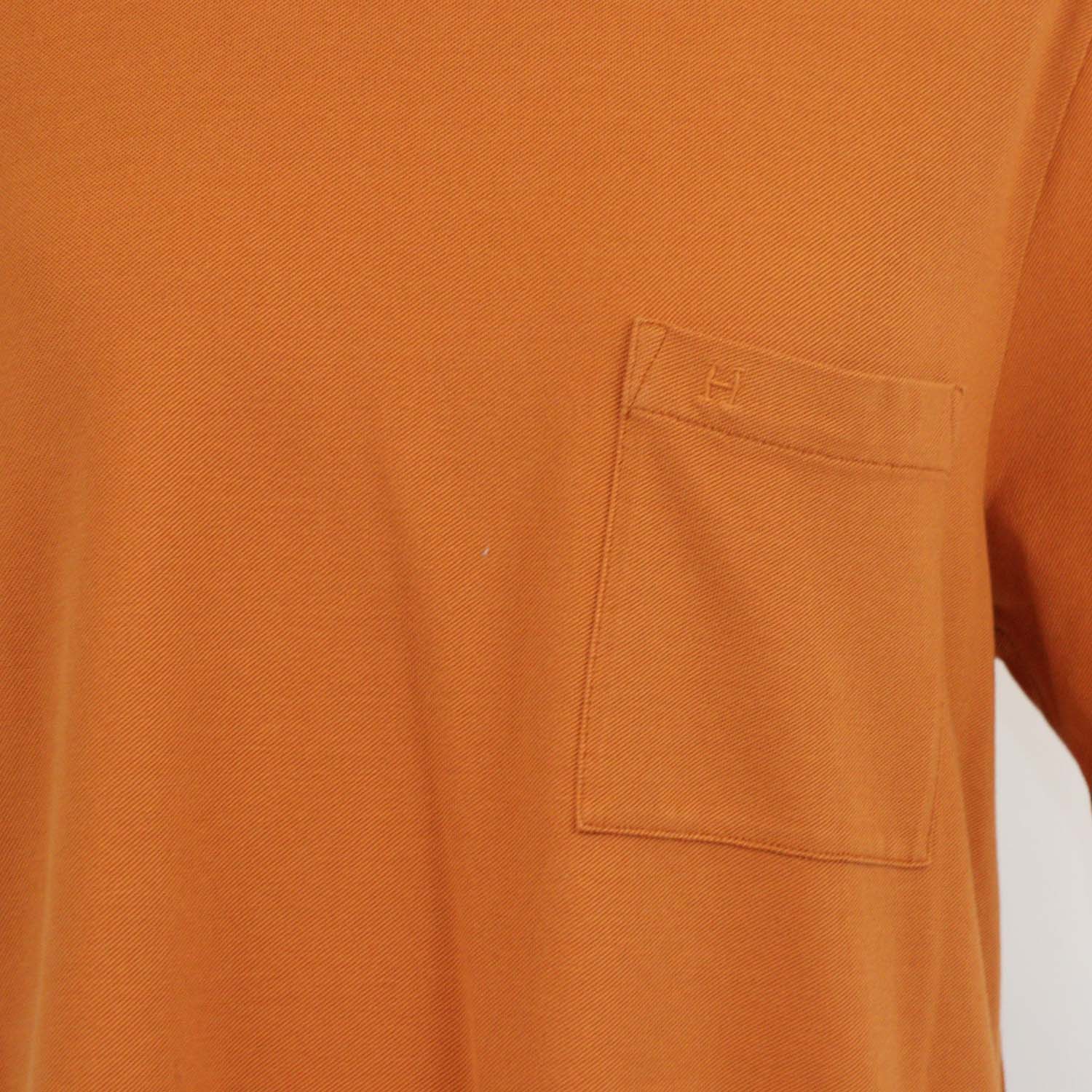 Hermes Orange Brule Cotton Piqures Sellier T-Shirt