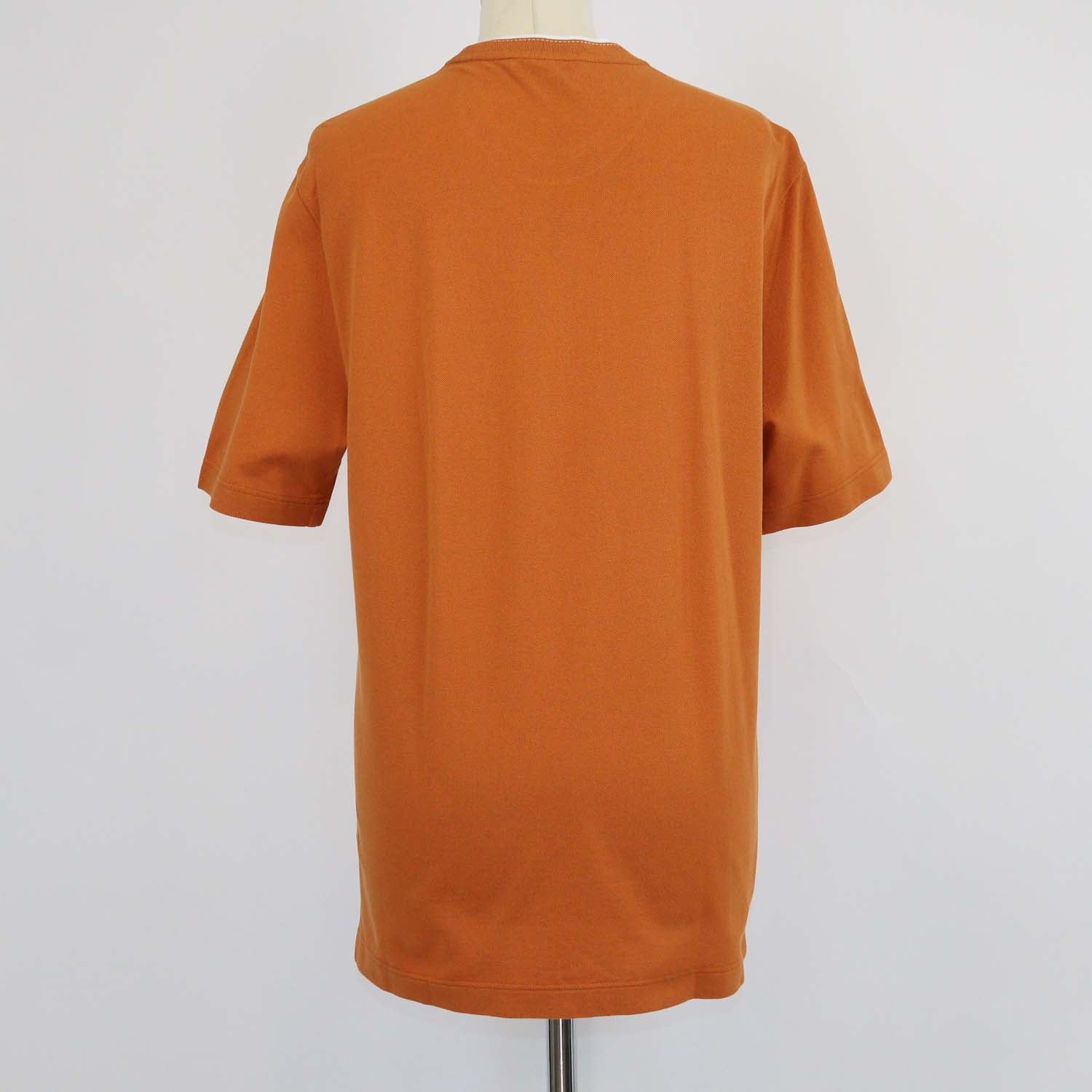 Hermes Orange Brule Cotton Piqures Sellier T-Shirt