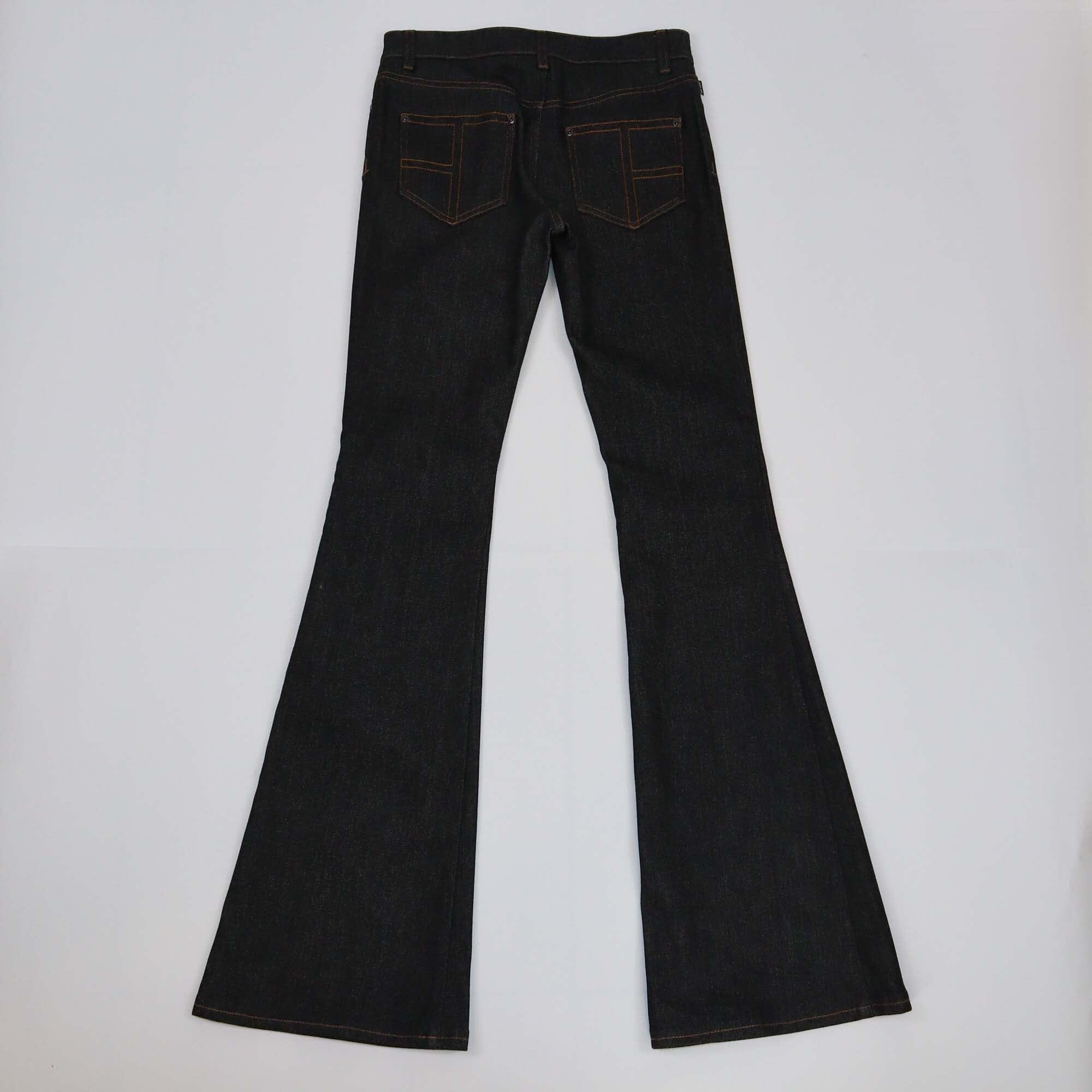 Tom Ford Black Denim Zip Front Flare High Rise Bootcut Jeans Womens Tom Ford 