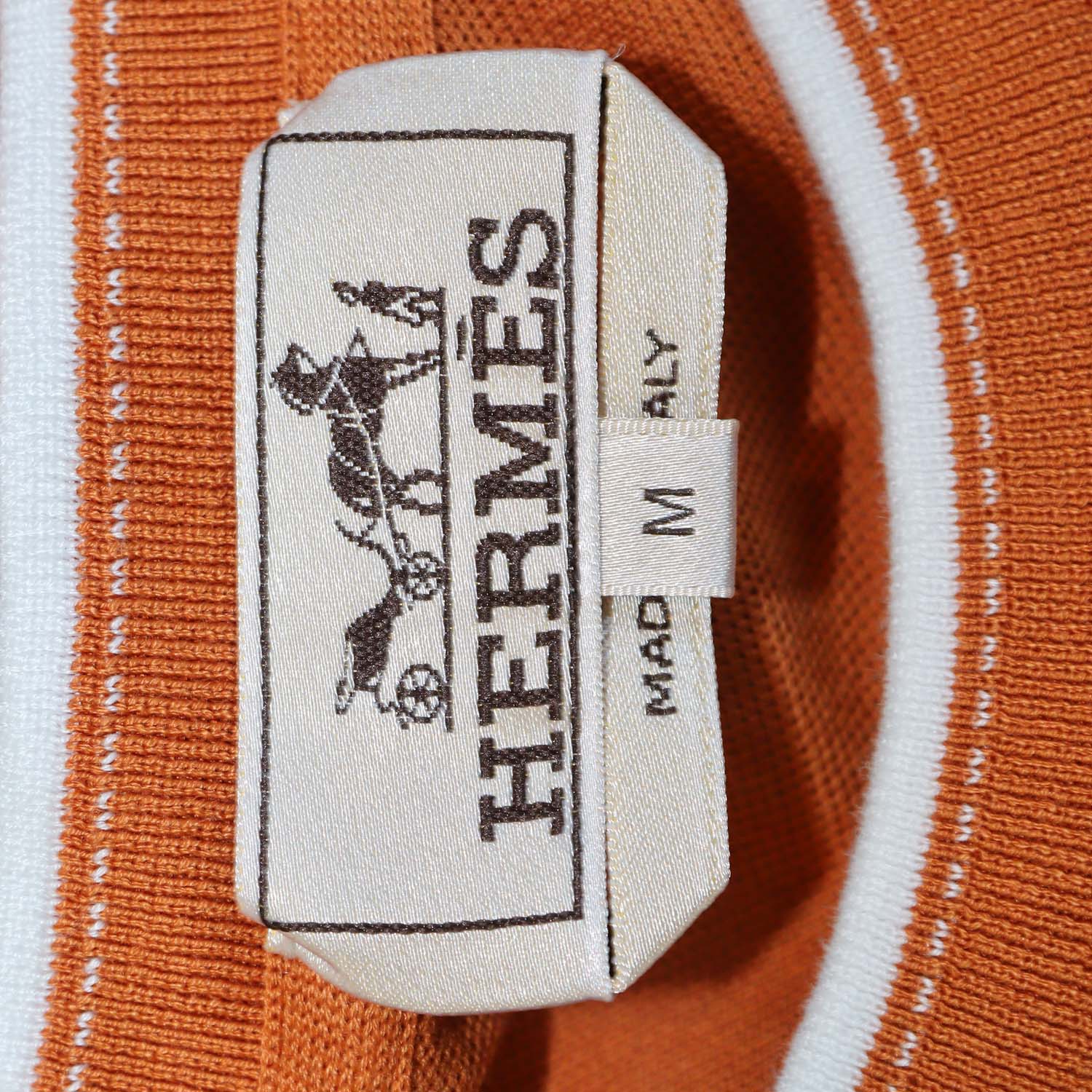 Hermes Orange Brule Cotton Piqures Sellier T-Shirt