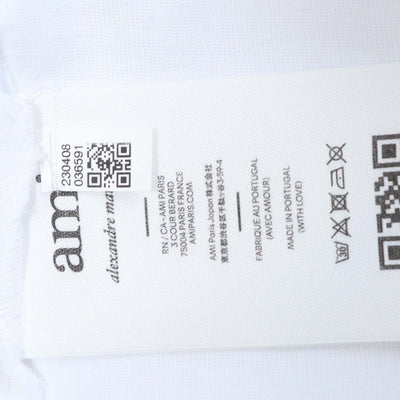 Ami Alexandre Mattiussi White Cotton Heart Paris Embroidered Crew Neck T-Shirt