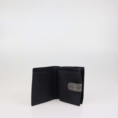 Bottega Veneta Dark Blue Intrecciato Snakeskin French Wallet