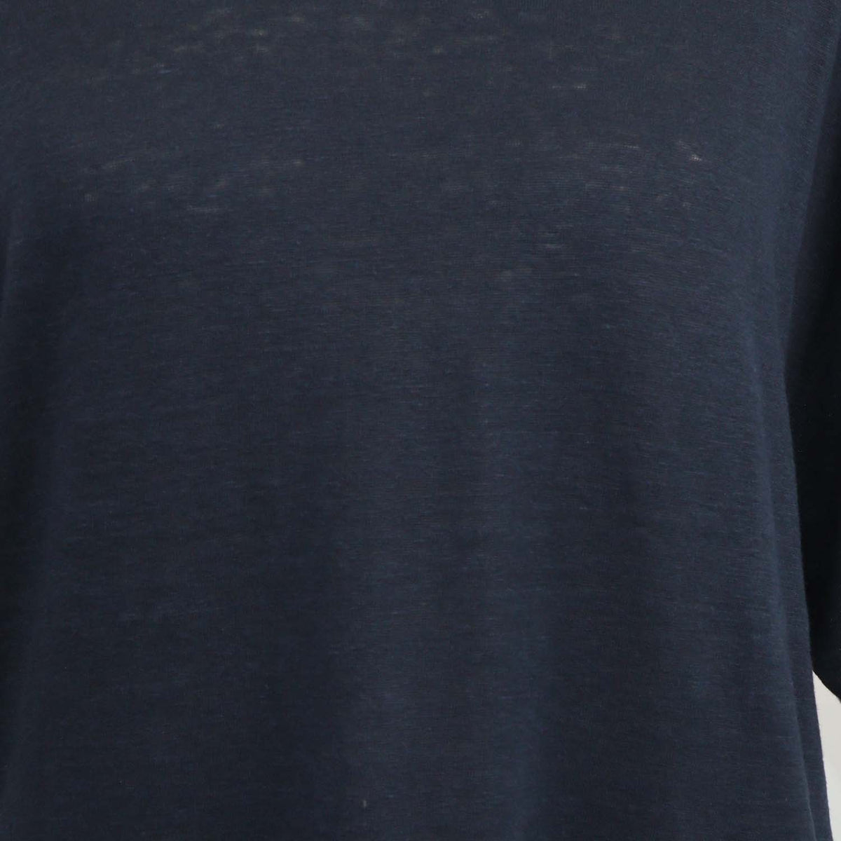 Gucci Navy Blue Linen Interlocking G Patch Crew Neck T-Shirt