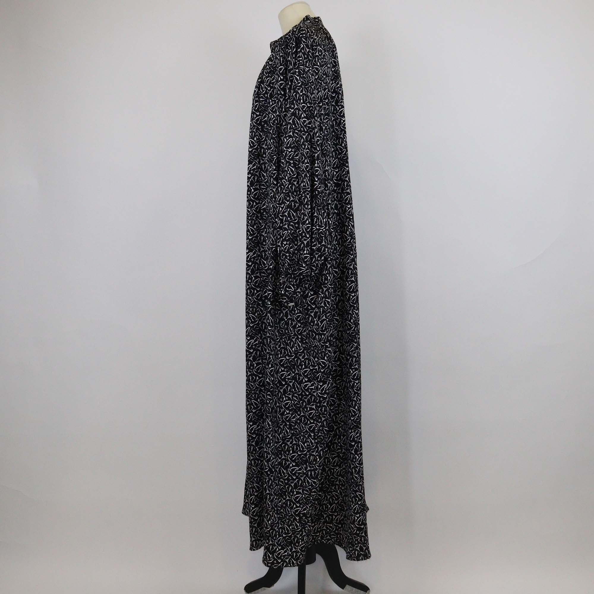 Chanel Black/White Silk Printed Long Sleeve Maxi Dress