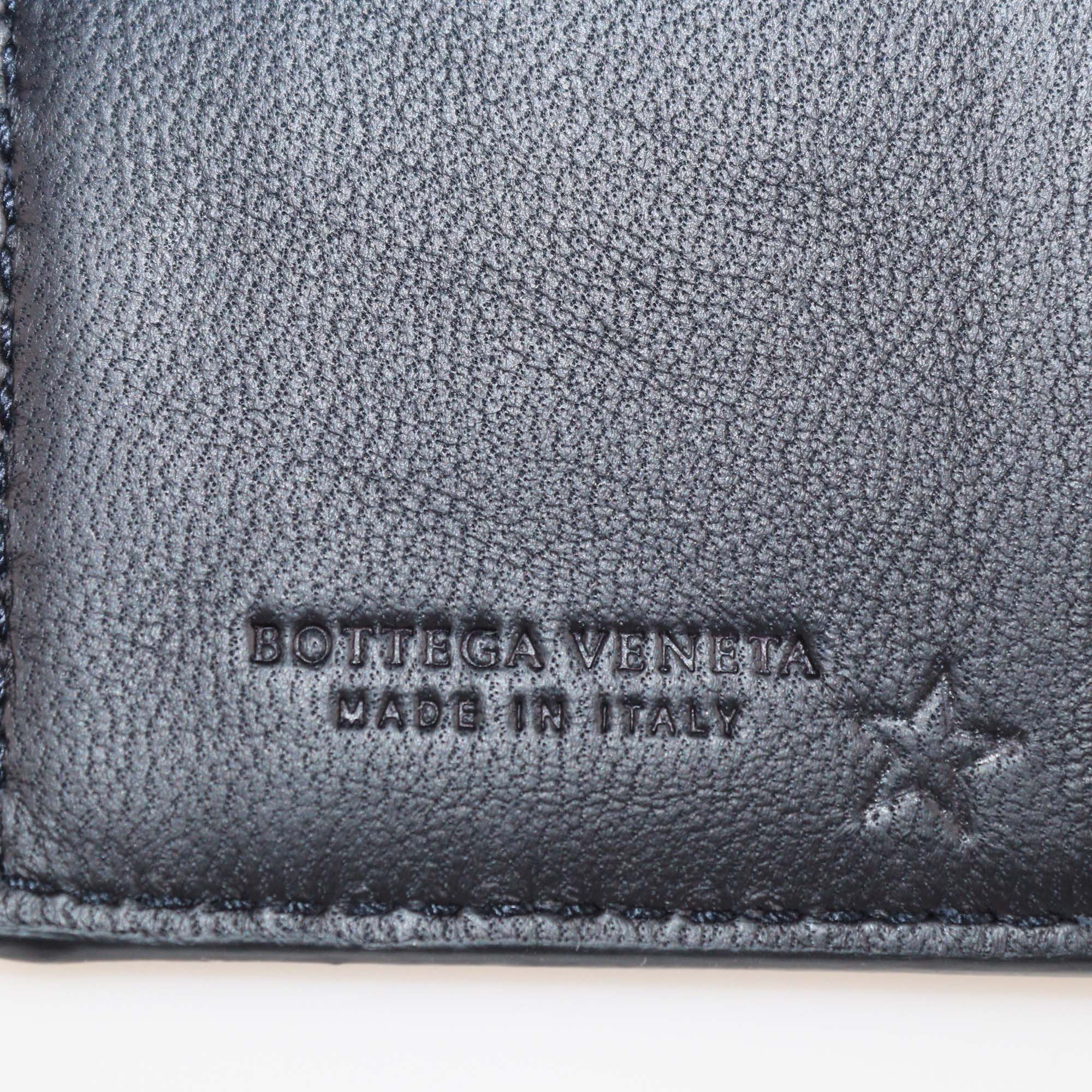 Bottega Veneta Dark Blue Intrecciato Snakeskin French Wallet