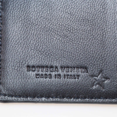 Bottega Veneta Dark Blue Intrecciato Snakeskin French Wallet