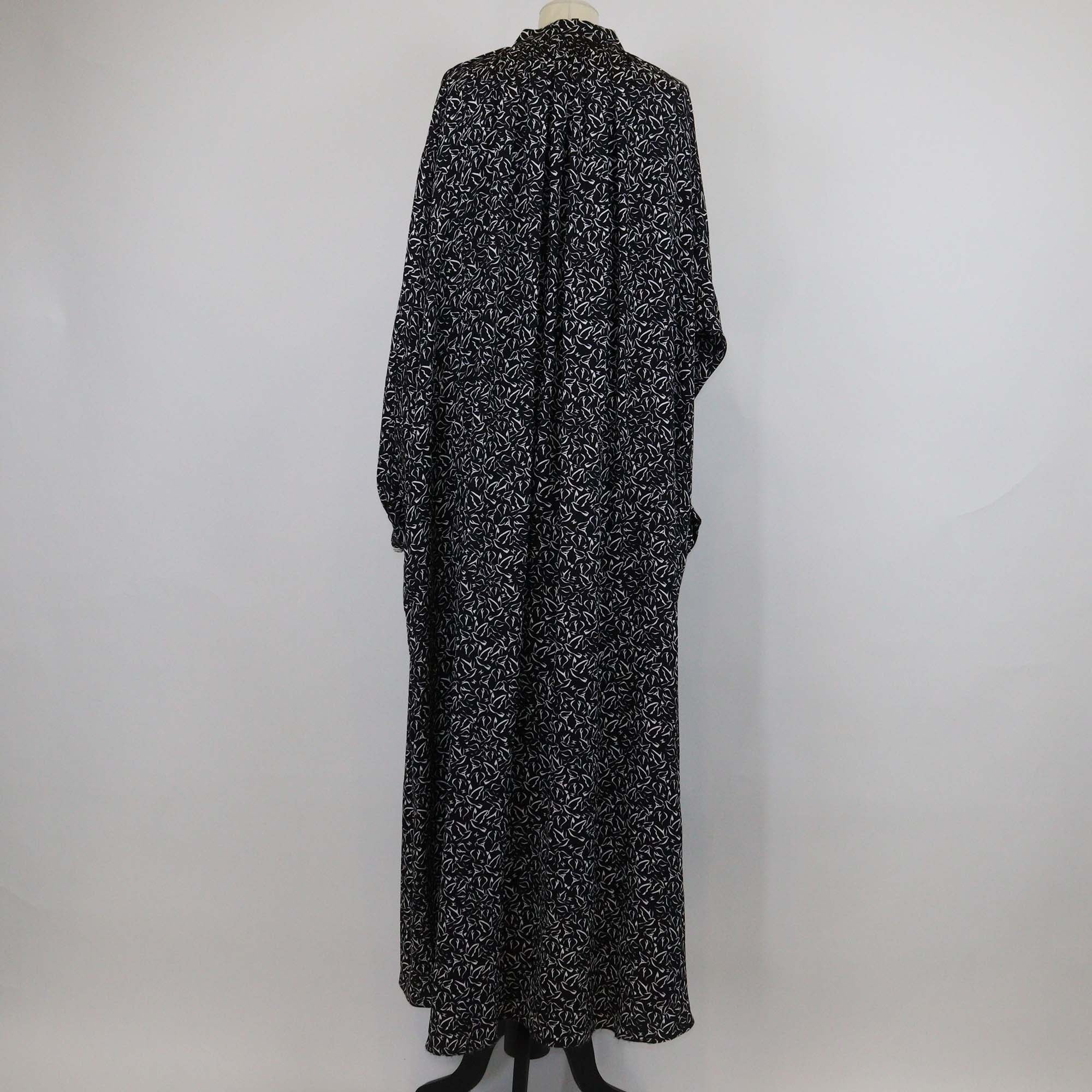 Chanel Black/White Silk Printed Long Sleeve Maxi Dress