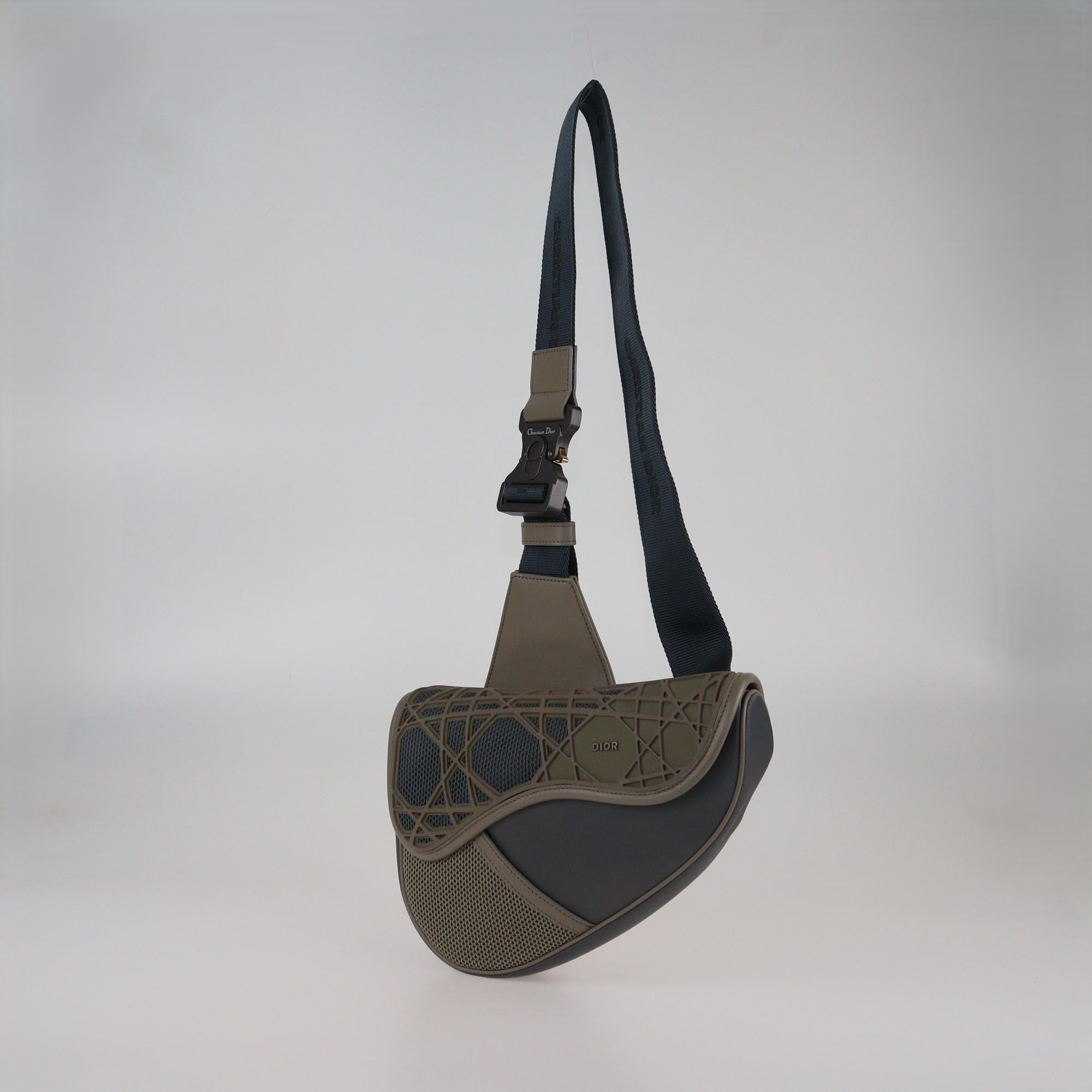 Dior Homme Khaki/Grey Mesh Saddle Crossbody Bag Mens Dior Homme 