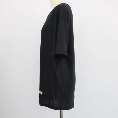 Gucci Black Linen Interlocking G Patch Crew Neck T-Shirt