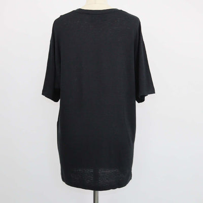 Gucci Black Linen Interlocking G Patch Crew Neck T-Shirt
