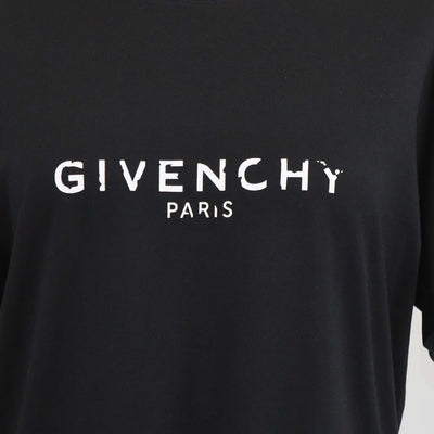 Givenchy Black Cotton Logo Printed Crew Neck T-Shirt
