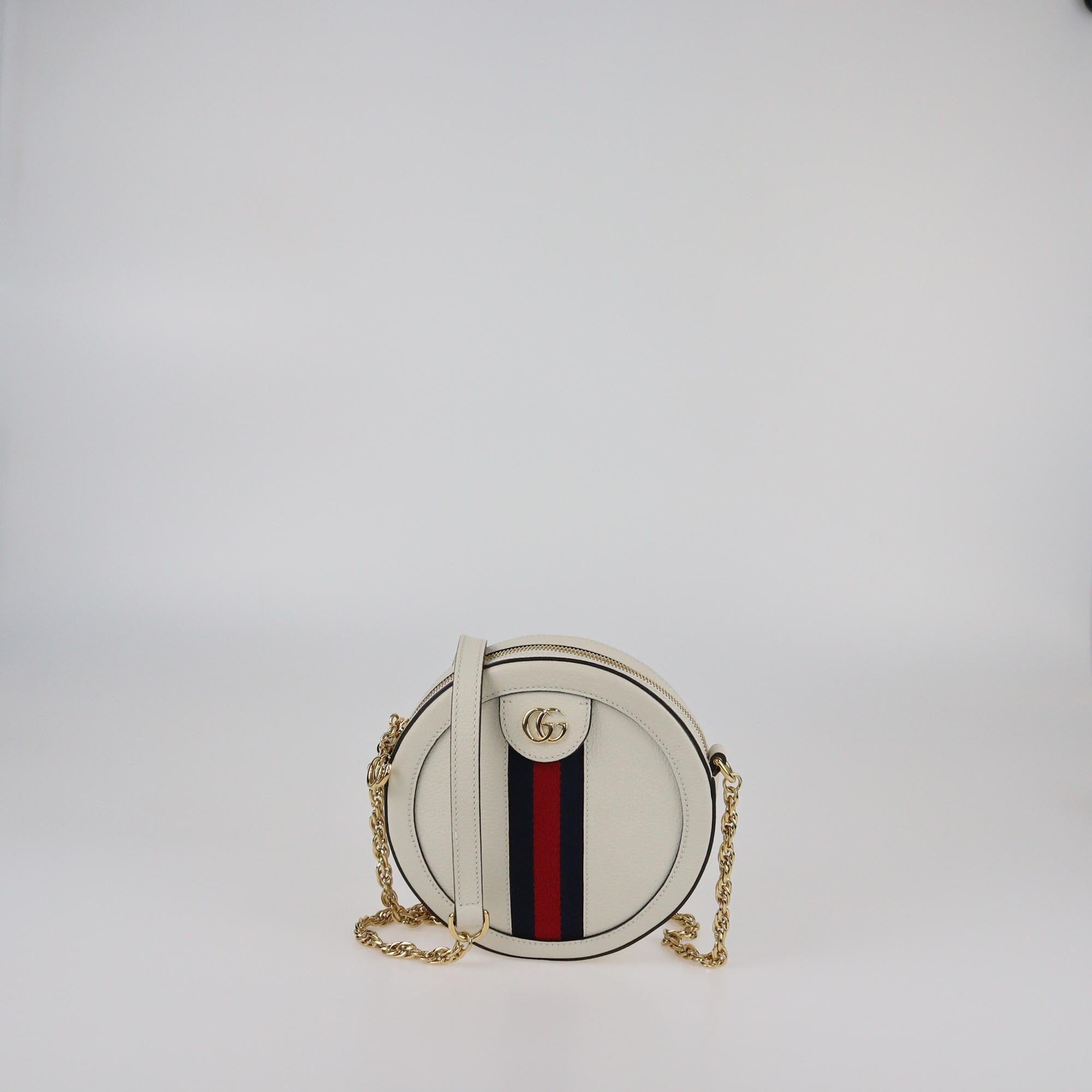 Gucci Off White Mini Web Ophidia Round Shoulder Bag Womens Gucci 