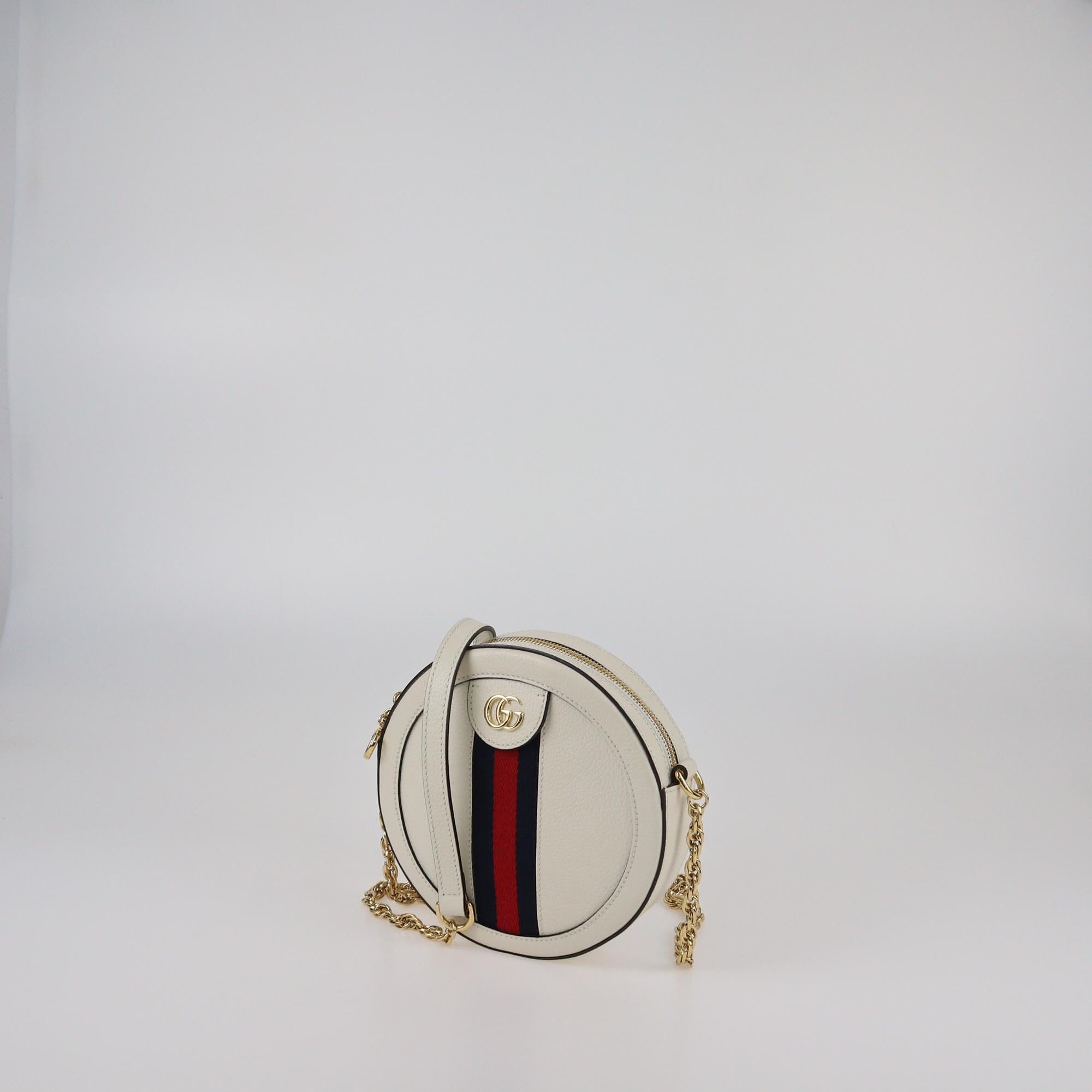 Gucci Off White Mini Web Ophidia Round Shoulder Bag Womens Gucci 