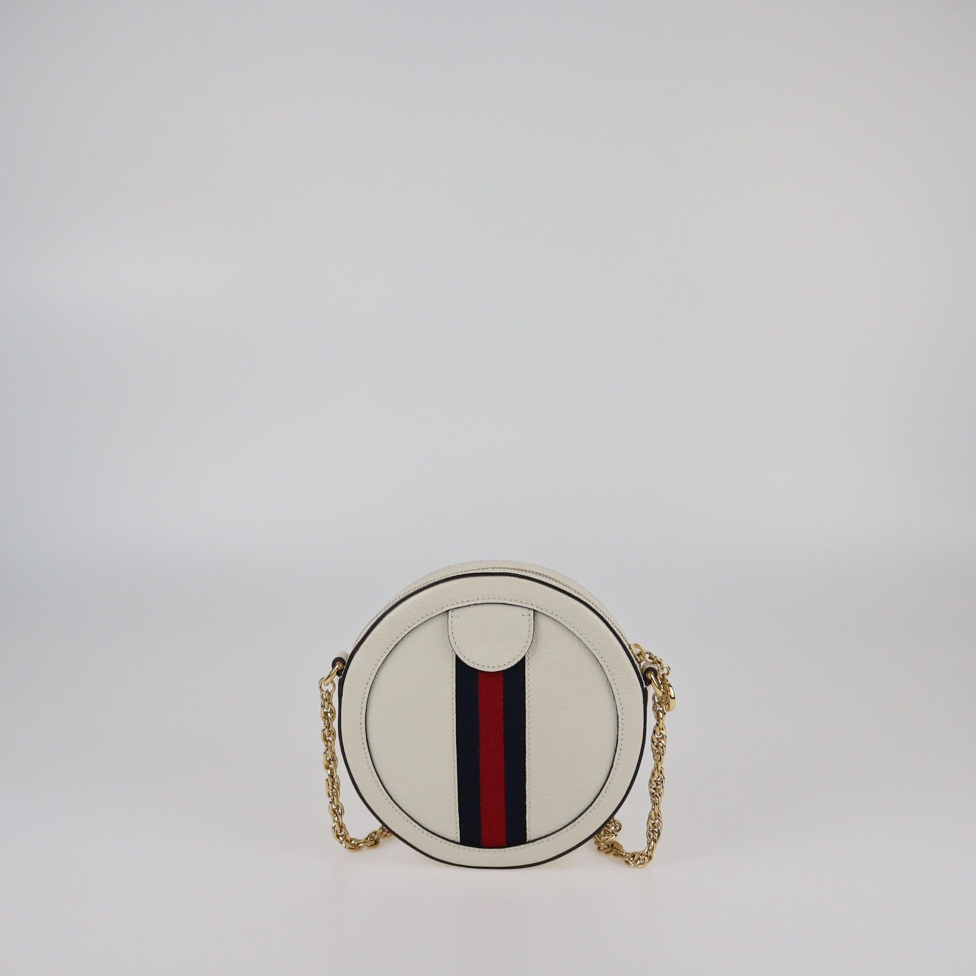 Gucci Off White Mini Web Ophidia Round Shoulder Bag Womens Gucci 