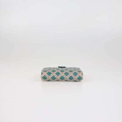 Bottega Veneta Beige/Green Intrecciato Leather & Snakeskin French Wallet