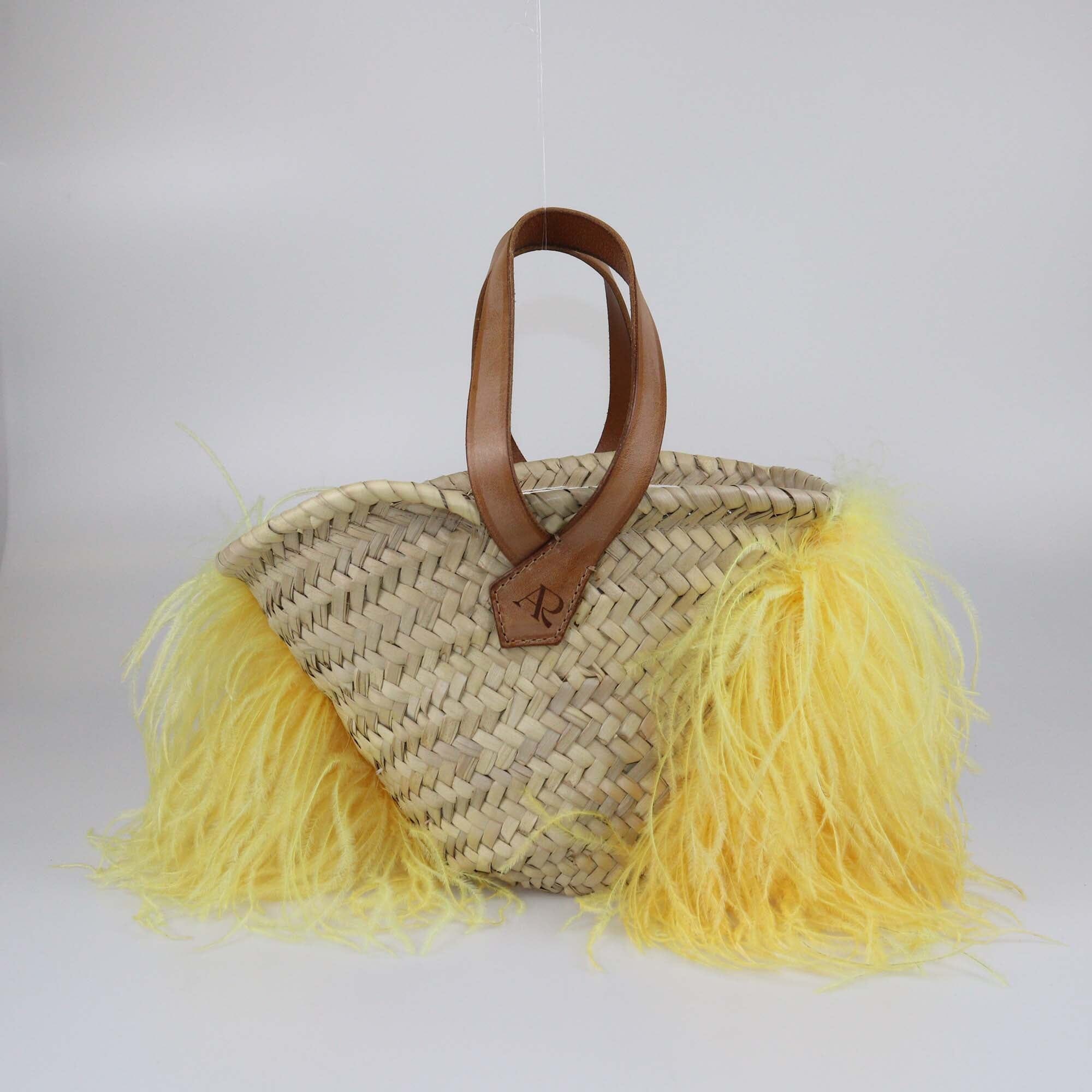 Antonella Rizza Neutrals Feather Trim Basket Bag Womens Antonella Rizza 